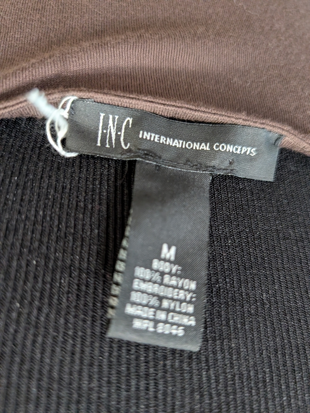 INC Chocolate Brown Maxi Dress with White Stitch and Gold Jewel Details - Picture 6 of 6